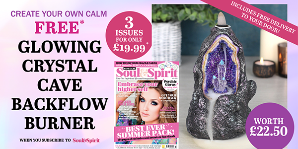 Free* Glowing Crystal Cave Backflow Burner  | when you subscribe to Soul & Spirit magazine | 3 issues for £19.99*